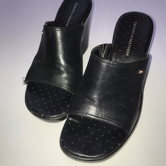 vintage chunky black tommy sandals - Picture 1 of 8